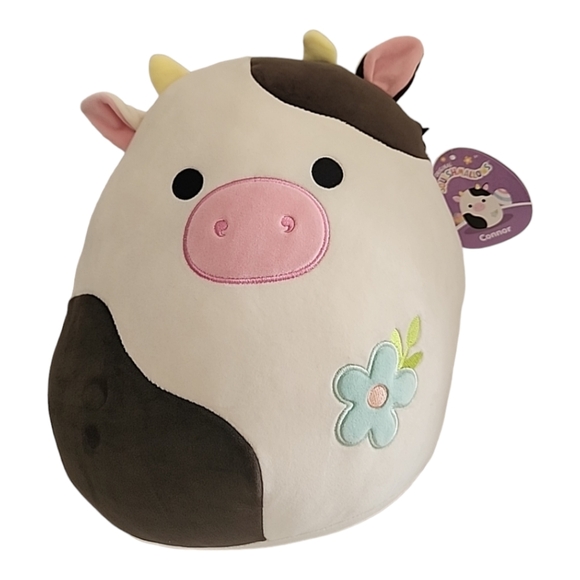 Squishmallows Other - NWT Squishmallows 14" Connor the Cow With Flower Plush Easter Exclusive